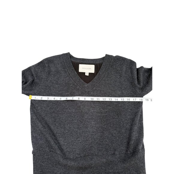 Brochu Walker Layered Sweater Wool Cashmere Pleated Hem Charcoal Gray Size XS - Picture 5 of 8